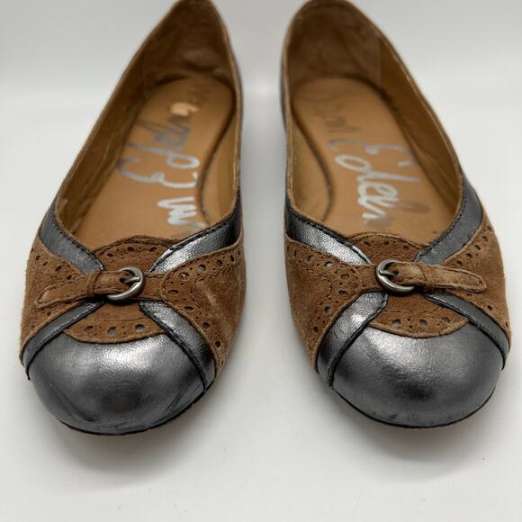 Sam Edelman Ballet Flat Shoes Women's Brown Pewter Metallic Leather Addie Sz 9.5 - Picture 3 of 14